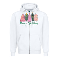 White merry christmas trees Zipper Hoodie - CowGirlArtShop