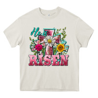 Cream he is risen cross easter Heavy Core Tee - BarkalooDesign