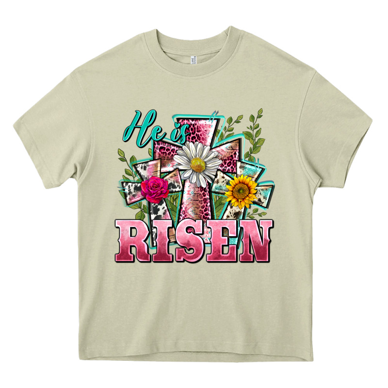 He Is Risen Cross Easter Heavy Core Tee by BarkalooDesign | Teevron