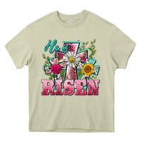 Mossy he is risen cross easter Heavy Core Tee - BarkalooDesign