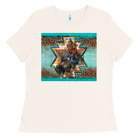 Bone western rodeo bullfighter Aztec leopard turquoise Ladies Tee - BarkalooDesign