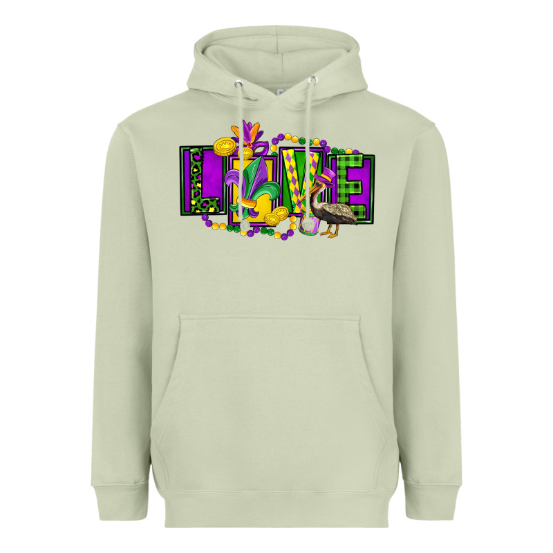 Mardi Gras Love Heavyweight Hoodie by FaDigitalArtStudio | Teevron