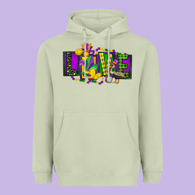 Mardi Gras Love Heavyweight Hoodie Designed By Fadigitalartstudio