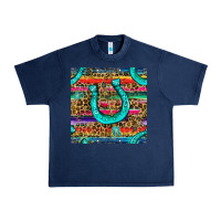 Navy Western Horseshoe And Arrow With Leopard And Serape Seamless Pattern Urban Heavy Tee - BundleAndBundleShop