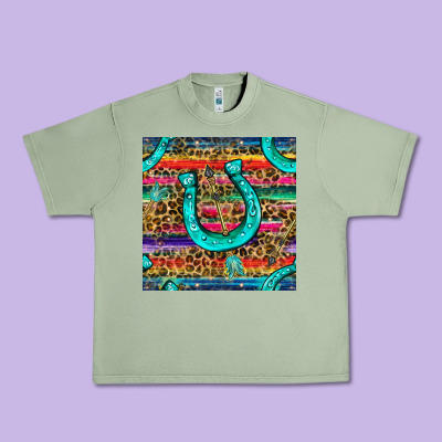 Western Horseshoe And Arrow With Leopard And Serape Seamless Pattern Urban Heavy Tee Designed By Bundleandbundleshop