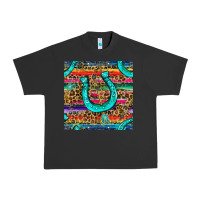 Pigment Black Western Horseshoe And Arrow With Leopard And Serape Seamless Pattern Urban Heavy Tee - BundleAndBundleShop