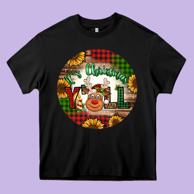 It's Christmas Y'all Reindeer Christmas Heavy Core Tee Designed By Jasminsmagicworld