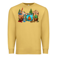 Antique Gold Camping Coffee Cups Premium Sweatshirt - FaDigitalArtStudio