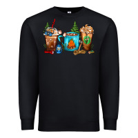 Black Camping Coffee Cups Premium Sweatshirt - FaDigitalArtStudio
