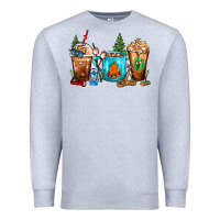Heather Grey Camping Coffee Cups Premium Sweatshirt - FaDigitalArtStudio