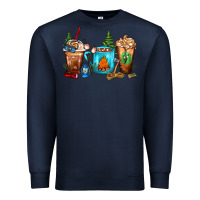 Navy Camping Coffee Cups Premium Sweatshirt - FaDigitalArtStudio