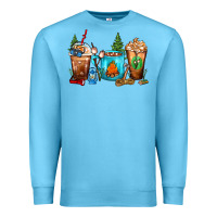 Ocean Blue Camping Coffee Cups Premium Sweatshirt - FaDigitalArtStudio