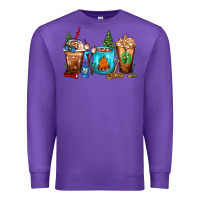 Purple Camping Coffee Cups Premium Sweatshirt - FaDigitalArtStudio
