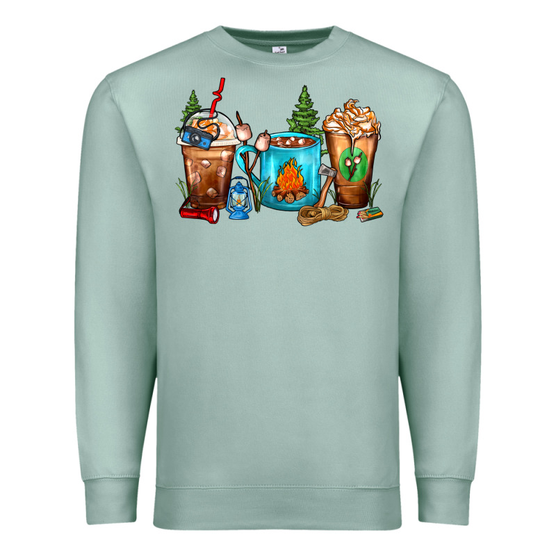 Camping Coffee Cups Premium Sweatshirt by FaDigitalArtStudio | Teevron