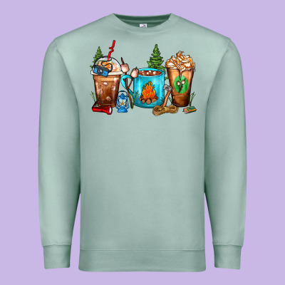 Camping Coffee Cups Premium Sweatshirt Designed By Fadigitalartstudio