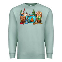 Seafoam Camping Coffee Cups Premium Sweatshirt - FaDigitalArtStudio