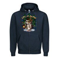 Navy let it snow Zipper Hoodie - CowGirlArtShop
