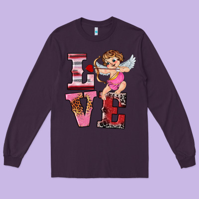Valentine's Day Cupid Love Long Sleeve Tee Designed By Ranaportraitstore