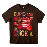 Chocolate Brown cupid can suck it Heavy Core Tee - NancyCooperArtShop