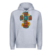 Heather Grey gemstone sunflower leopard cross Premium Hoodie - OliviaCreatesArt