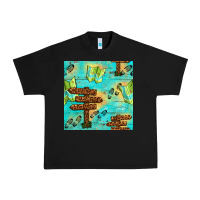 Black Wooden Signboard And Gamping Map Seamless Pattern Urban Heavy Tee - BundleAndBundleShop