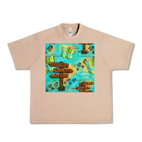 Burro Wooden Signboard And Gamping Map Seamless Pattern Urban Heavy Tee - BundleAndBundleShop
