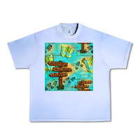 Grape Ice Wooden Signboard And Gamping Map Seamless Pattern Urban Heavy Tee - BundleAndBundleShop