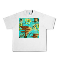 Lunar Rock Wooden Signboard And Gamping Map Seamless Pattern Urban Heavy Tee - BundleAndBundleShop