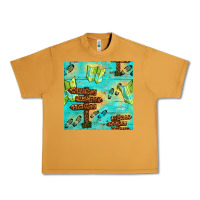 Peanut Butter Wooden Signboard And Gamping Map Seamless Pattern Urban Heavy Tee - BundleAndBundleShop