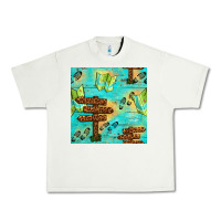 Pistachio Wooden Signboard And Gamping Map Seamless Pattern Urban Heavy Tee - BundleAndBundleShop