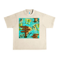 Sandshell Wooden Signboard And Gamping Map Seamless Pattern Urban Heavy Tee - BundleAndBundleShop