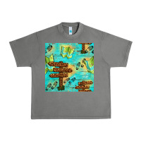 Wooden Signboard And Gamping Map Seamless Pattern Urban Heavy Tee | Teevron
