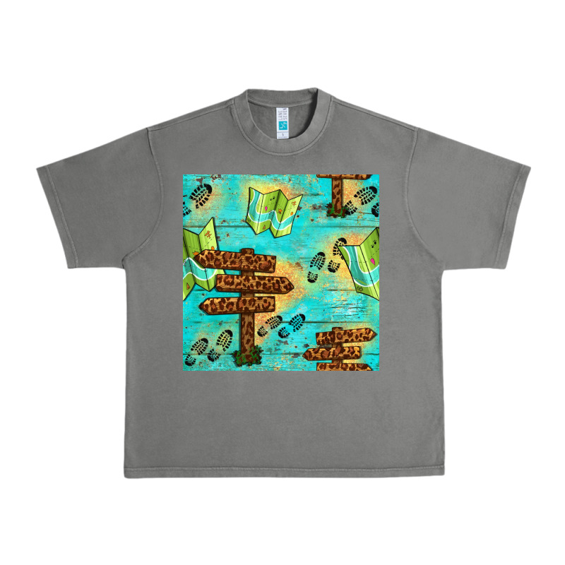 Wooden Signboard And Gamping Map Seamless Pattern Urban Heavy Tee by BundleAndBundleShop | Teevron