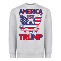 Heather Grey Trump America First Eagle Heavyweight Sweatshirt - Bettercallsaul