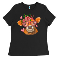 Black valentines day orange cow Ladies Tee - Jasminsmagicworld