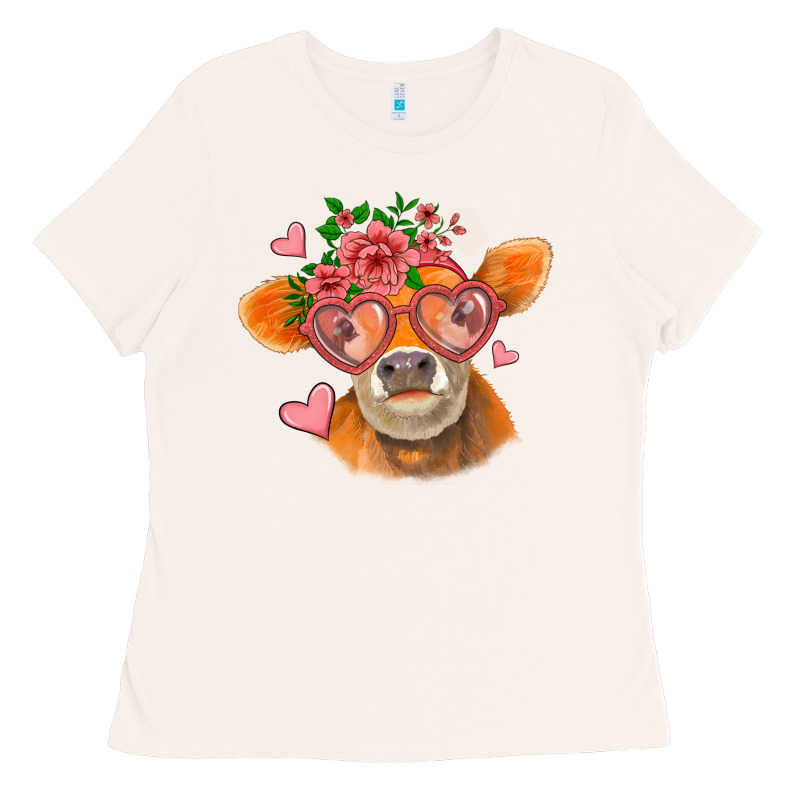 Valentines Day Orange Cow Ladies Tee by Jasminsmagicworld | Teevron