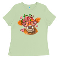 Matcha valentines day orange cow Ladies Tee - Jasminsmagicworld