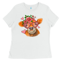 White valentines day orange cow Ladies Tee - Jasminsmagicworld
