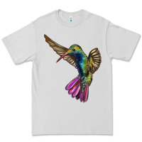 Dove Grey Flying Ruby Throated Hummingbird Premium Tee - LillyAllenDesigns