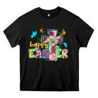 Black happy easter cross Heavy Core Tee - BarkalooDesign