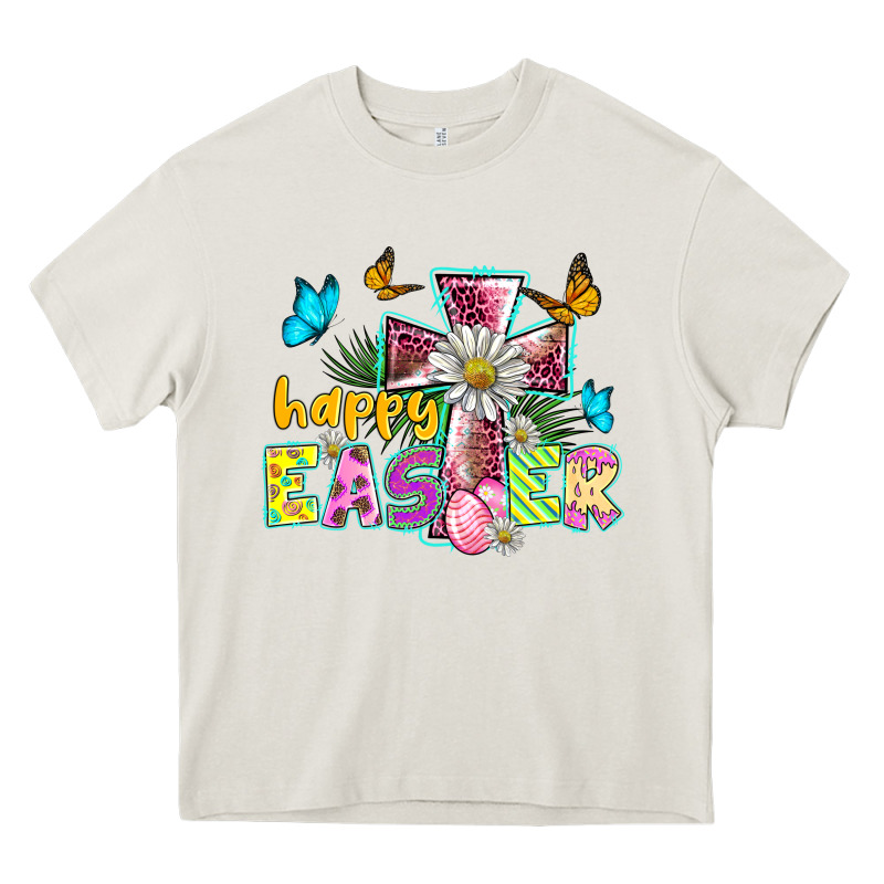 Happy Easter Cross Heavy Core Tee by BarkalooDesign | Teevron