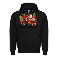 Black merry christmas truck gnomies Zipper Hoodie - CowGirlArtShop