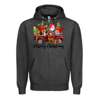 Charcoal Heather merry christmas truck gnomies Zipper Hoodie - CowGirlArtShop