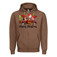 Chestnut merry christmas truck gnomies Zipper Hoodie - CowGirlArtShop