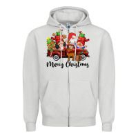 Dove Grey merry christmas truck gnomies Zipper Hoodie - CowGirlArtShop