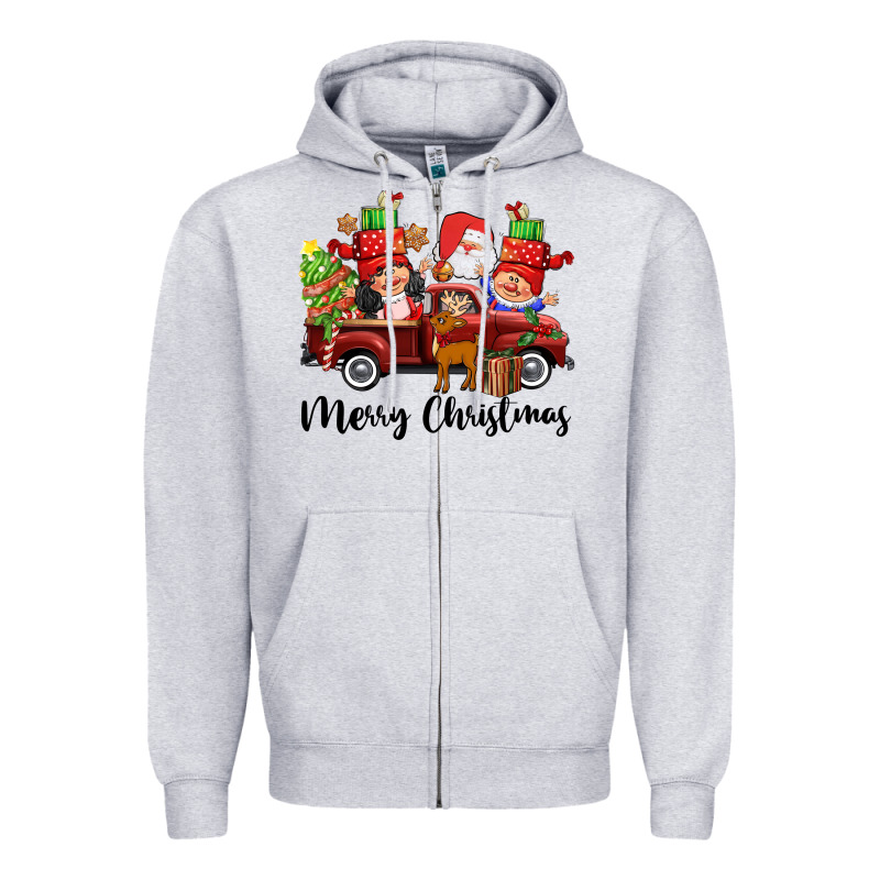 Merry Christmas Truck Gnomies Zipper Hoodie by CowGirlArtShop | Teevron