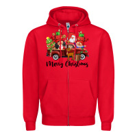 Red merry christmas truck gnomies Zipper Hoodie - CowGirlArtShop