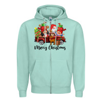 Seafoam merry christmas truck gnomies Zipper Hoodie - CowGirlArtShop