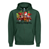 Sports Green merry christmas truck gnomies Zipper Hoodie - CowGirlArtShop