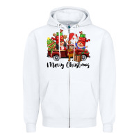 White merry christmas truck gnomies Zipper Hoodie - CowGirlArtShop